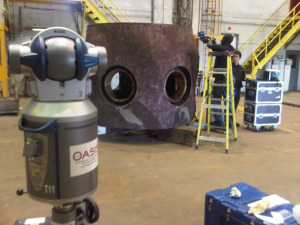 OASIS Metrology Engineers use laser tracker and portable measuring arm to inspect turbine hub